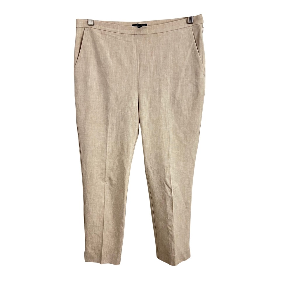 Eileen Fisher Trousers Women 6 Beige Linen Blend Side Zip Slim Ankle Pants